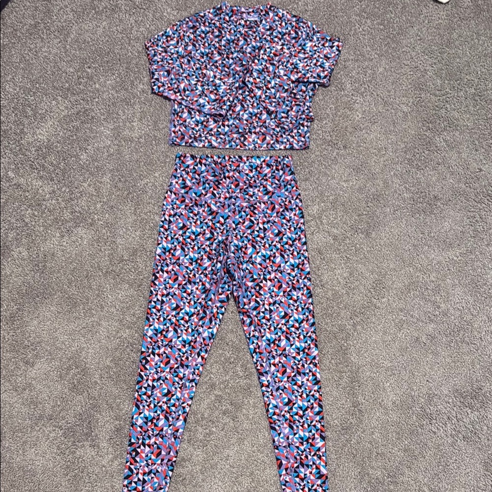 Champion Blue and Pink Leggings Vibrant Stretchy Fit